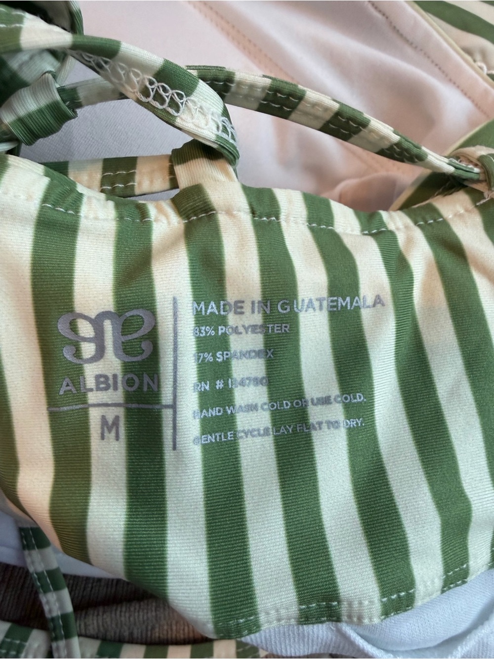 Albion Fit Sage Stripe Switchback Crop Swim Top - Picture 7 of 7